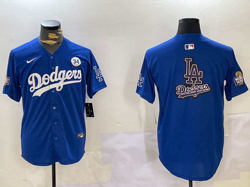 Men Los Angeles Dodgers Blank Blue Game 2024 Nike MLB Jersey style 11206